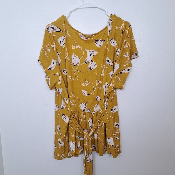 Modcloth Yellow White Floral Stretchy Girly Dainty Spring Cute Shirt Size 2X - Picture 2 of 6